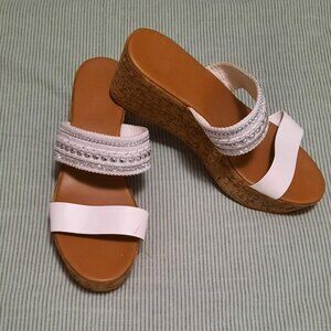 Italian Shoemakers White Strappy Wedge